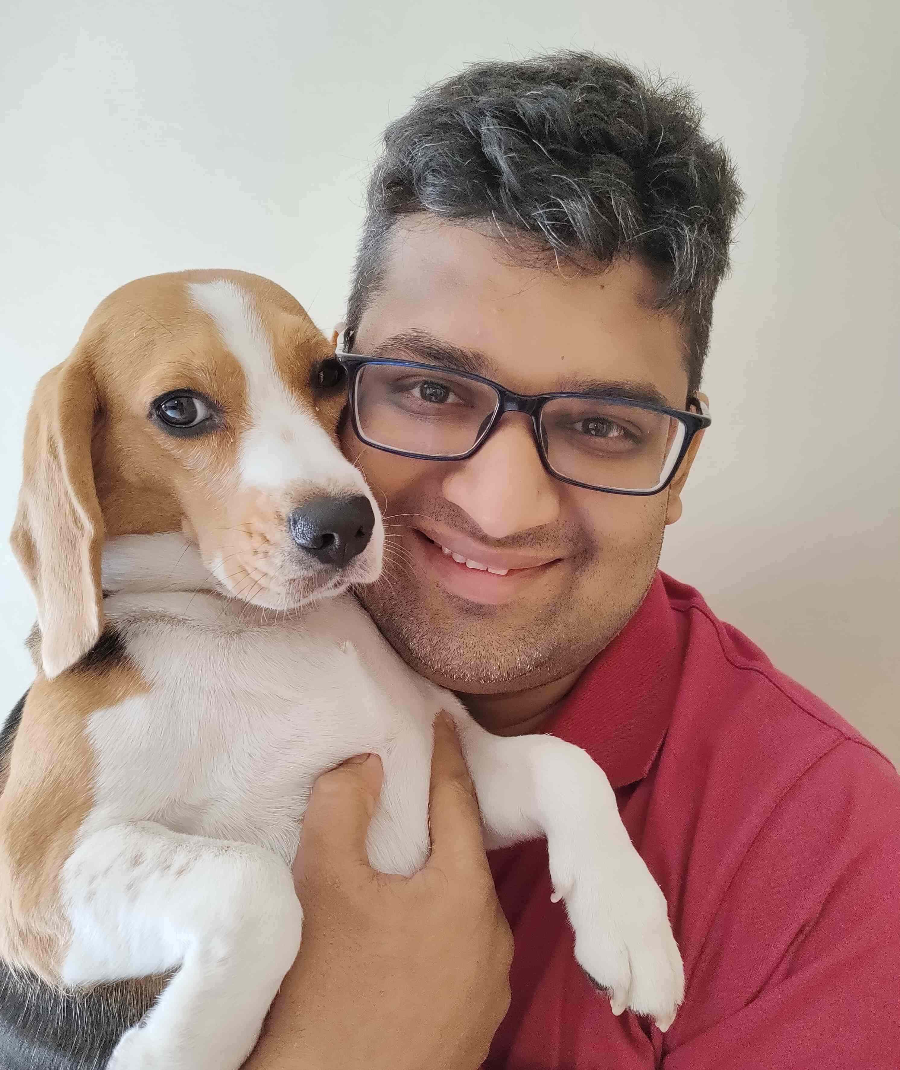 Vignesh Kamath with his dog